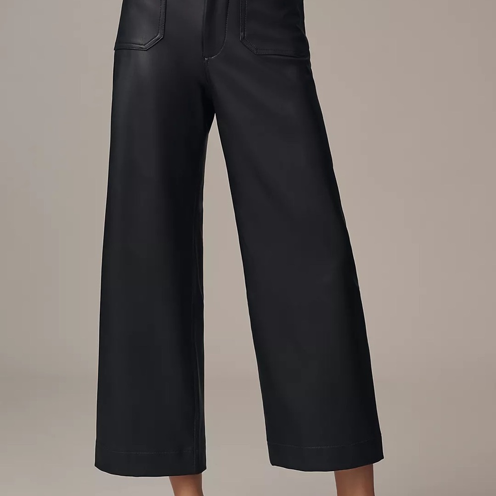 Maeve Collette Faux Leather Cropped Wide Leg